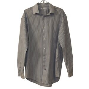 Banana Republic MensBlue White Striped Cotton Button Down Shirt 16-16.5 L 334344